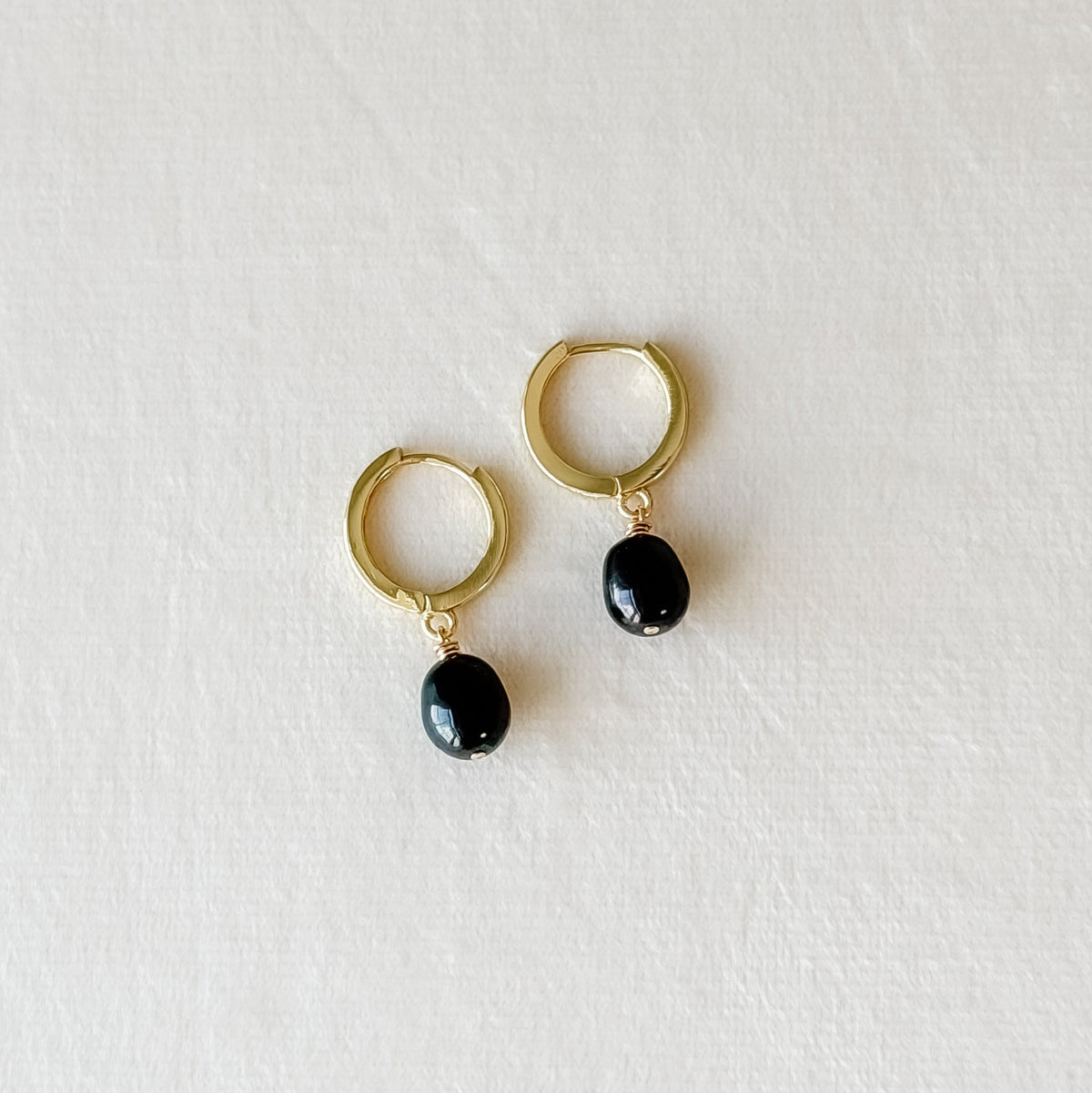 Black Pearl Huggie Hoop
