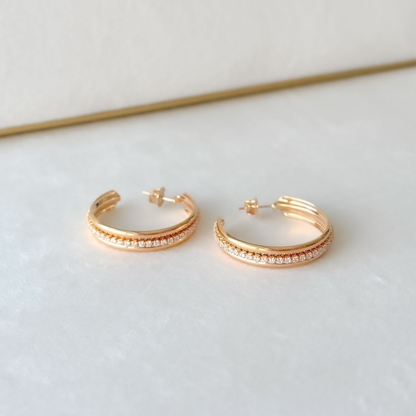 Pave Inlay Hoop Earring