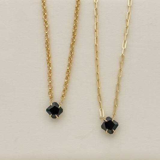 Chunky Black Stone Pendant Necklace