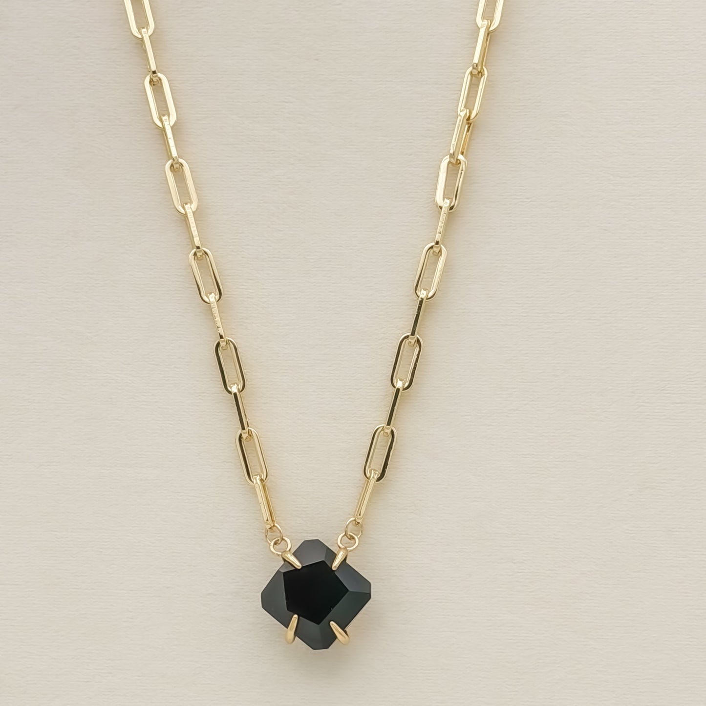 Chunky Black Stone Pendant Necklace