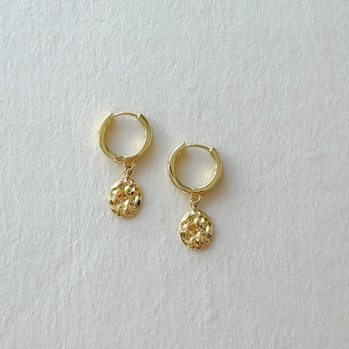 CZ Medallion Huggie Hoop