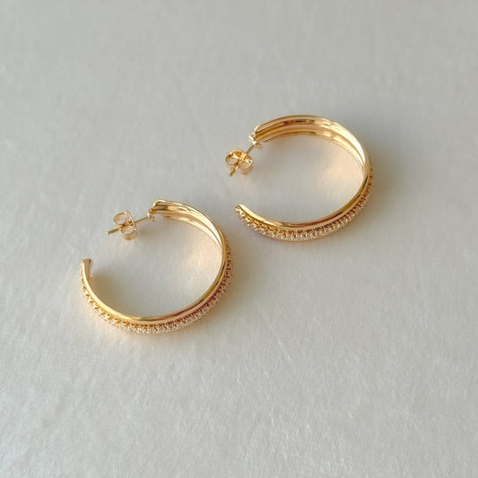 Pave Inlay Hoop Earring