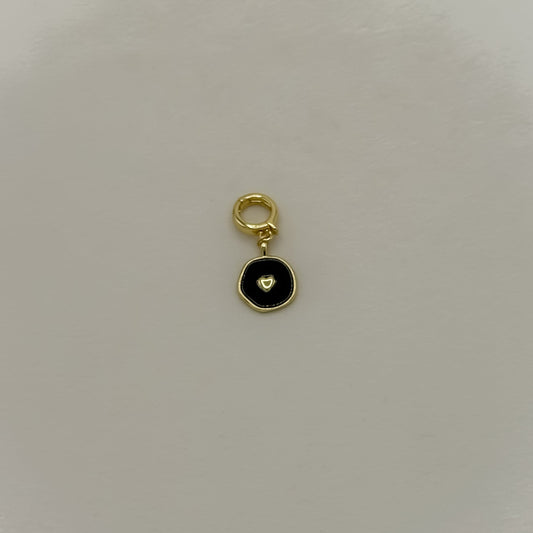 Black Enamel Heart Charm